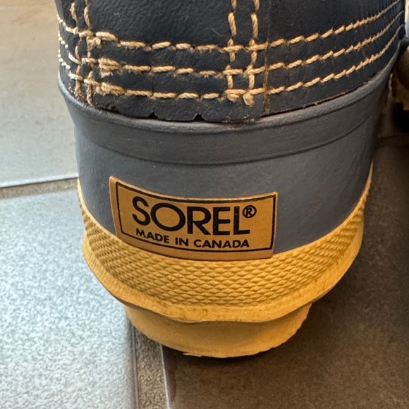 Sorel Vintage Manitou Blue Leather Winter Rain Snow Boots Wool Lined Size 8-8.5 - Picture 12 of 14